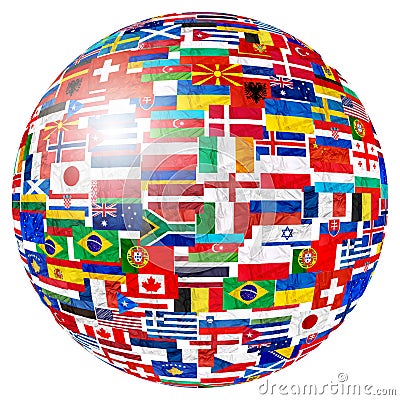 Flags of world globe Stock Photo