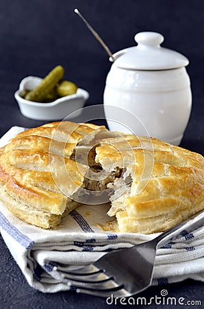 Flakey savoury lattice pie Stock Photo