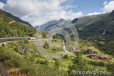 Flam railway landscape. Norwegian tourism highlight. Norway land Stock Photo