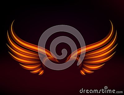 Bird fire wings vector fantasy feather burning fly mystic glow fiery burn hot art wings illustration on black. Vector Illustration