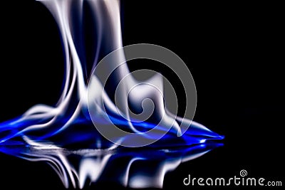 Flame of blue fire with reflect Stock Photo