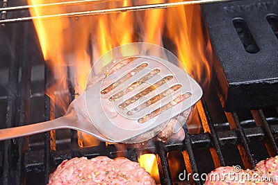 Flame Broiled Burgers Stock Photo