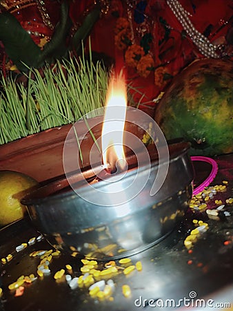 The flame of the diya or lamp defines us that light will ultimately triumph over darkness Stock Photo