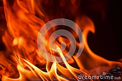 Flame of fire close-up. AI Generated Stock Photo