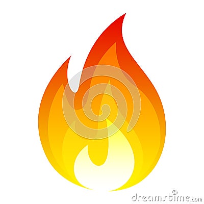 Flame of fire icon, bright hot symbol Vector Illustration