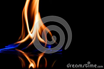 Flame of fire with reflect Stock Photo