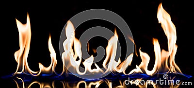 Flame of fire with reflect Stock Photo