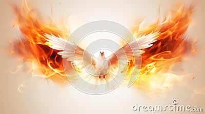 flame flying dove isolated on white background Stock Photo