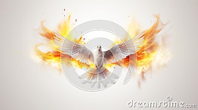 flame flying dove isolated on white background Stock Photo