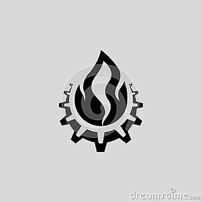 Flame and gear icon combination design illustration Vector Illustration