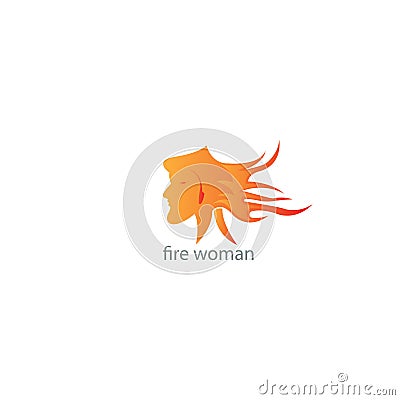 Flame hair illustration of woman, color logo. vector design Vector Illustration