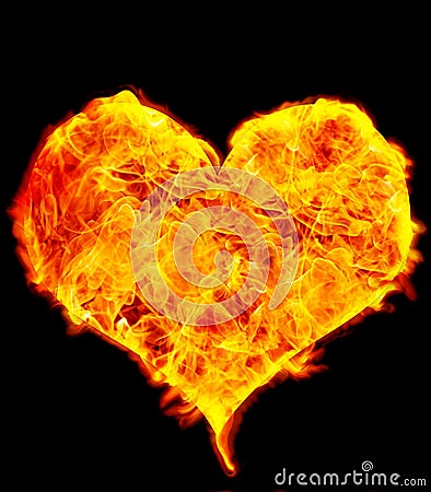 Flame Heart on Black Stock Photo