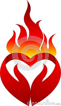 Flame heart logo Vector Illustration