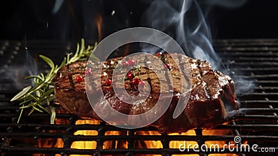 Flame-Kissed Flavor. The Art of Grilling Beef Steaks. Generative AI Stock Photo