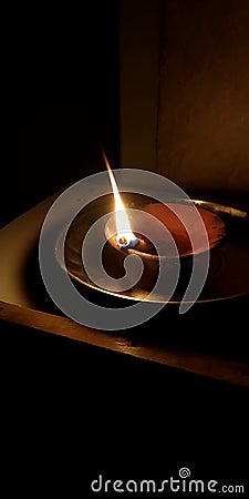 Flame lamp fire view in dark Stock Photo