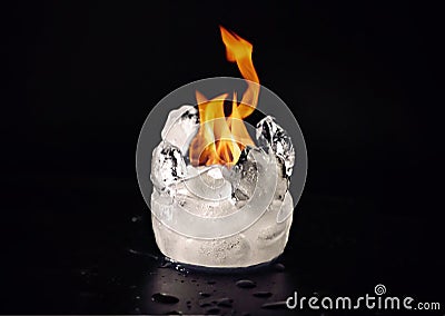 Flame melting ice Stock Photo