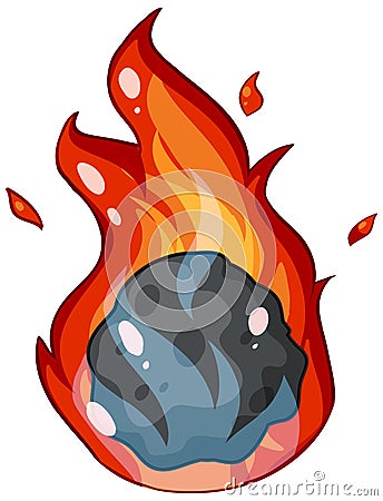 Flame meteorite in cartoon style Vector Illustration