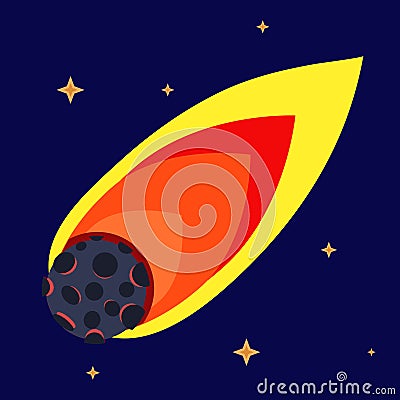 Flame meteorite of flight Vector Illustration