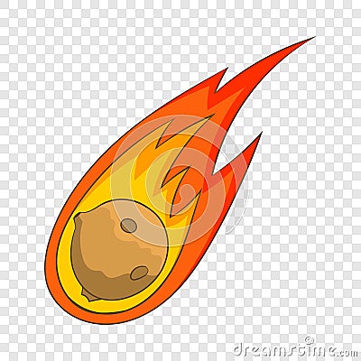Flame meteorite icon, cartoon style Vector Illustration