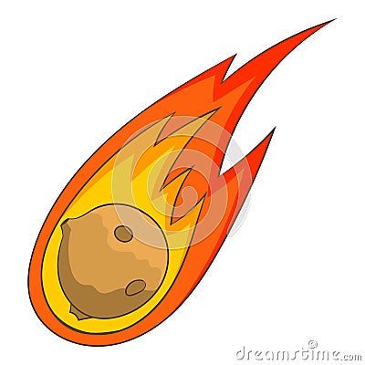 Flame meteorite icon, cartoon style Vector Illustration