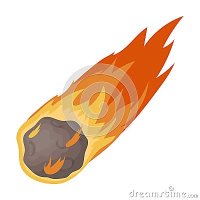 Flame meteorite icon in cartoon style isolated on white background. Dinosaurs and prehistoric symbol stock vector Vector Illustration