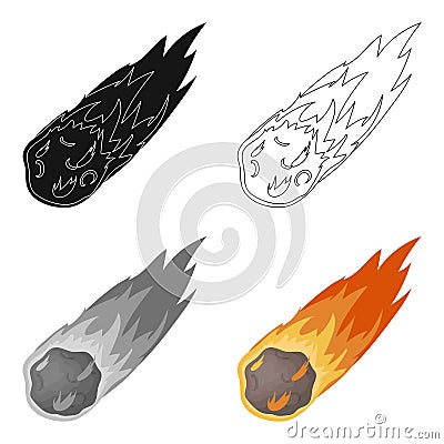 Flame meteorite icon in cartoon style isolated on white background. Dinosaurs and prehistoric symbol stock vector Vector Illustration