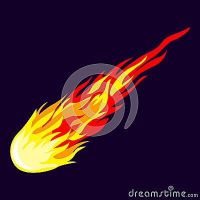 Flame meteorite icon, cartoon style Vector Illustration