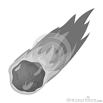 Flame meteorite icon in monochrome style isolated on white background. Dinosaurs and prehistoric symbol Vector Illustration