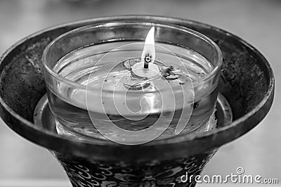 Flame from oil lamps is the symbol of Buddhism Stock Photo