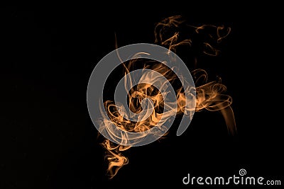 Flame, smoke, abstract photography on black background. Stock Photo