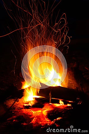 Flame with sparks Stock Photo