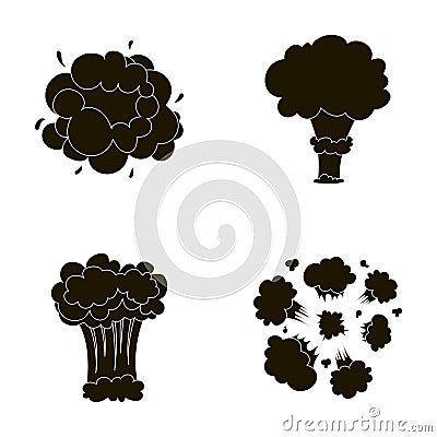 Flame, sparks, hydrogen fragments, atomic or gas explosion. Explosions set collection icons in black style vector symbol Vector Illustration