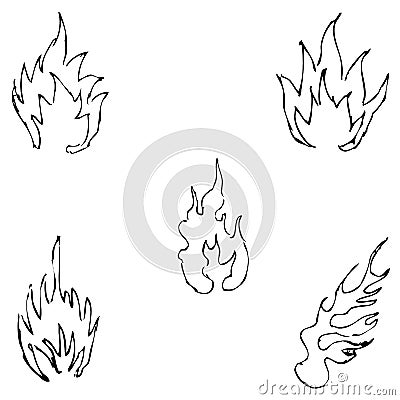 Flame tongues. Sketch by hand. Pencil drawing by hand. Vector image. The image is thin lines Vector Illustration