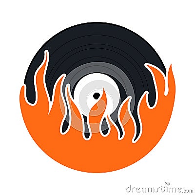 Flame Vinyl Icon Vector Illustration