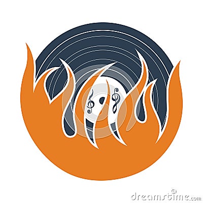 Flame Vinyl Icon Vector Illustration