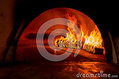 Flame in a wood stove Stock Photo