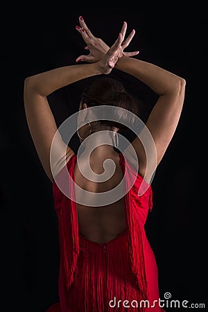 Flamenco dancer on your back with your arms crossed up Stock Photo