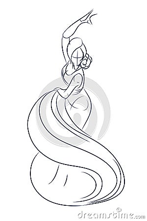 Flamenco gypsy dancer ink sketch gesture drawing Vector Illustration