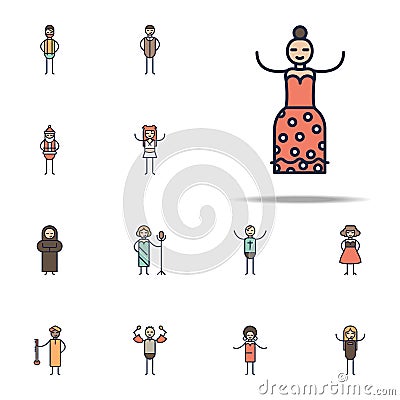 flamenco musician icon. Linear musical genres icons universal set for web and mobile Stock Photo