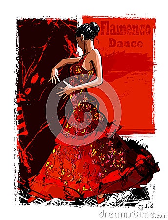 Flamenco spanish dancer woman Vector Illustration