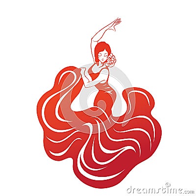 Flamenco woman in expressive pose flat silhouette Vector Illustration