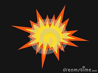 Flames after detonation, blow-up and explosion of the bomb. Vector Illustration