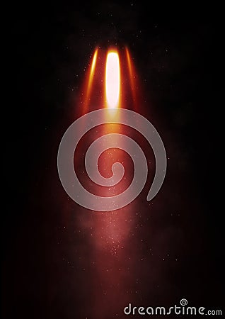 Flames erupt from a rocket Stock Photo