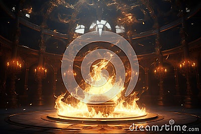 Flames gracefully twirling around a ceremonial fir Stock Photo