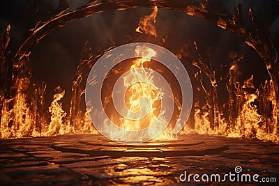 Flames gracefully twirling around a ceremonial fir Stock Photo