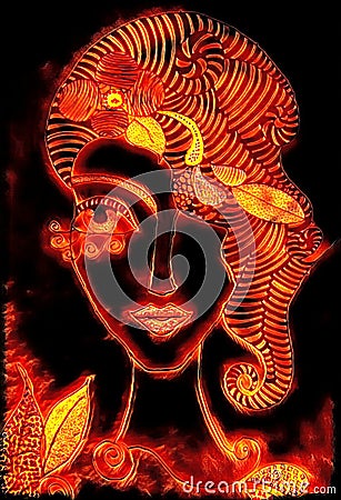 flames of molten GOLD with one eye open Stock Photo