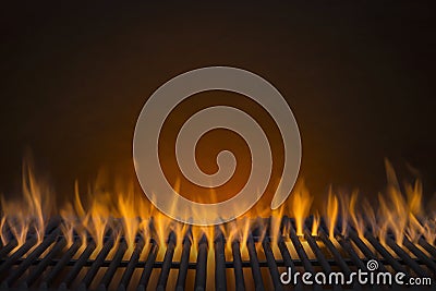 Flaming Barbecue Grill Background Stock Photo