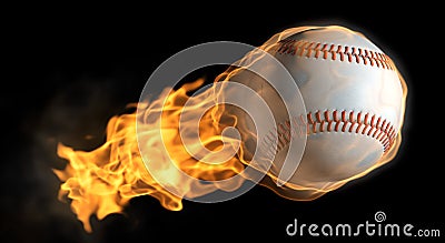 Flaming baseball Stock Photo