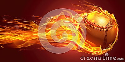 Flaming Baseball in Action Stock Photo