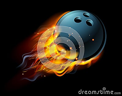 Flaming Bowling Ball Vector Illustration